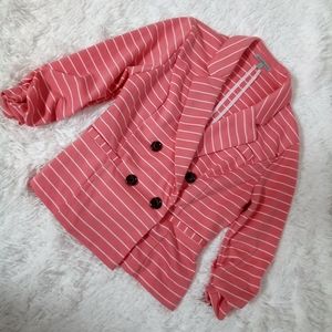 Striped Coral White Blazer Jacket